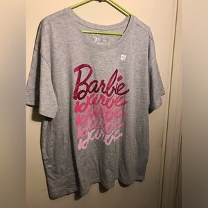 Barbie Pink Logo on Gray Tee